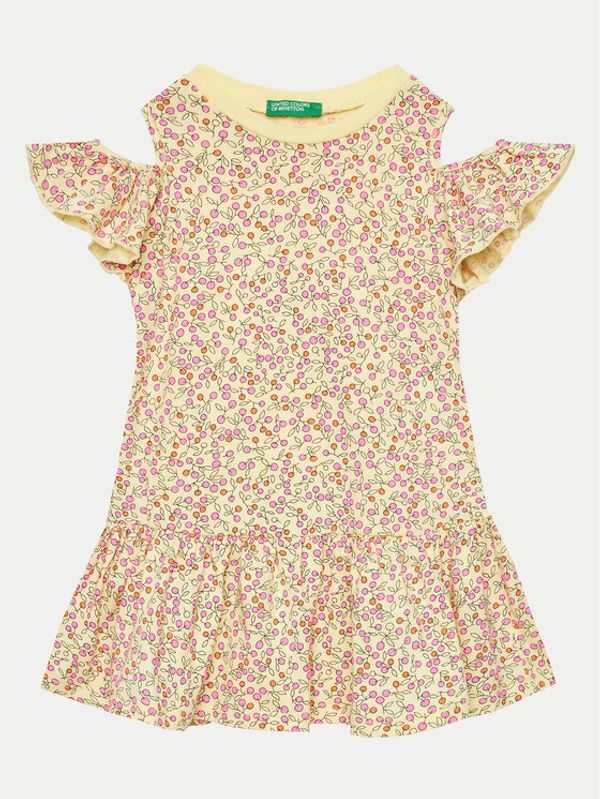 United Colors Of Benetton United Colors Of Benetton Haljina za svaki dan 3M39GV00U Žuta Regular Fit