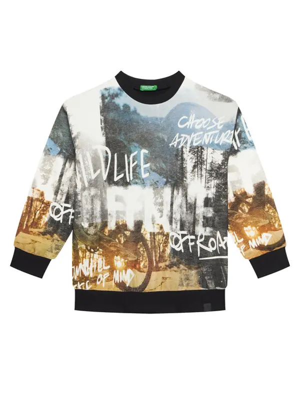 United Colors of Benetton United Colors Of Benetton Majica dugih rukava 3WECC10PR Crna Oversize