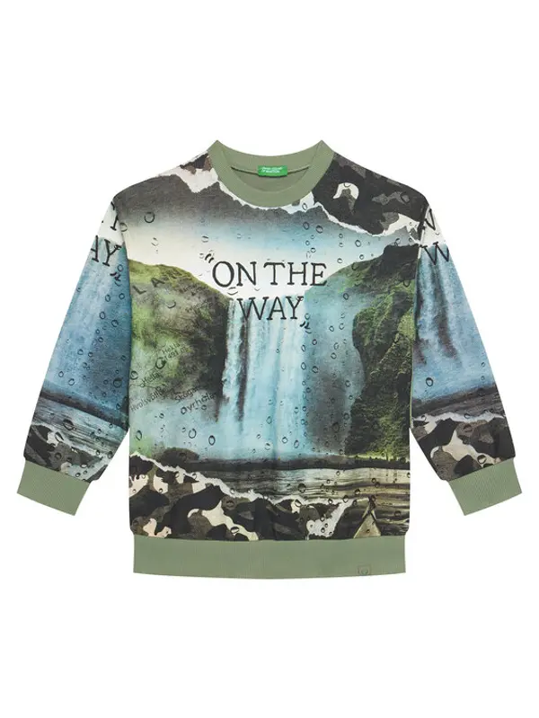 United Colors of Benetton United Colors Of Benetton Majica dugih rukava 3WECC10PR Zelena Oversize