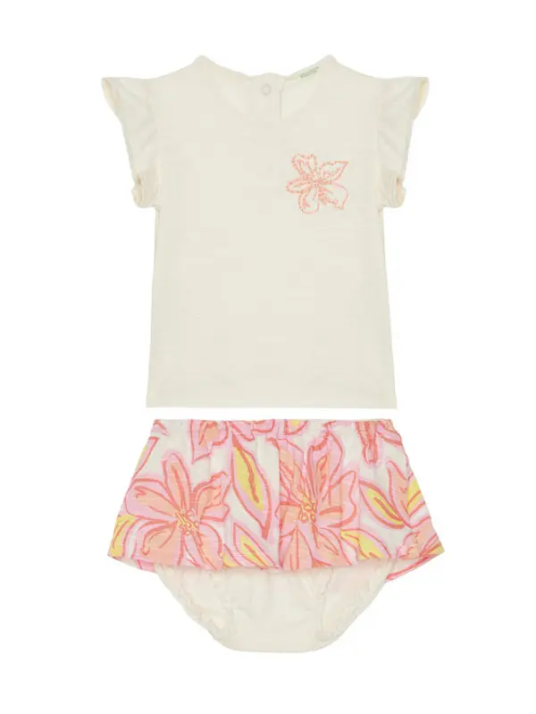 United Colors of Benetton United Colors Of Benetton Set majica i hlače 3O7SAK015 Bež Regular Fit