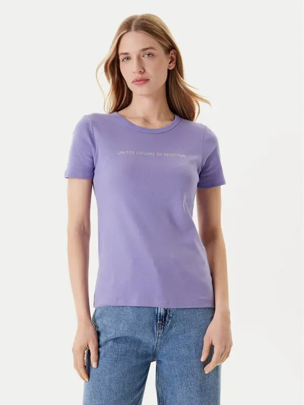 United Colors of Benetton United Colors Of Benetton T-shirt 3GA2E16A2 Ljubičasta Regular Fit