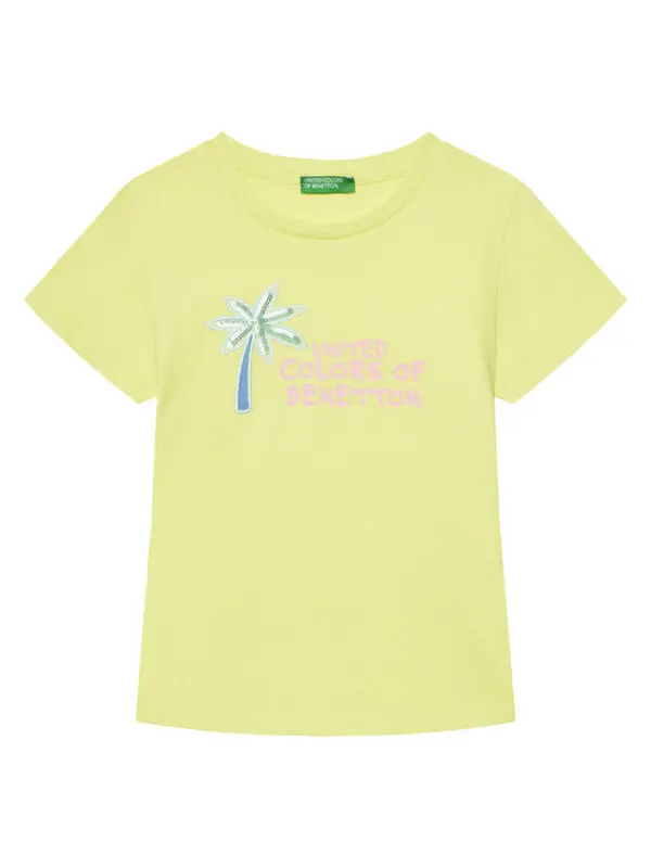 United Colors of Benetton United Colors Of Benetton T-shirt 3I1XG10JB Žuta Regular Fit