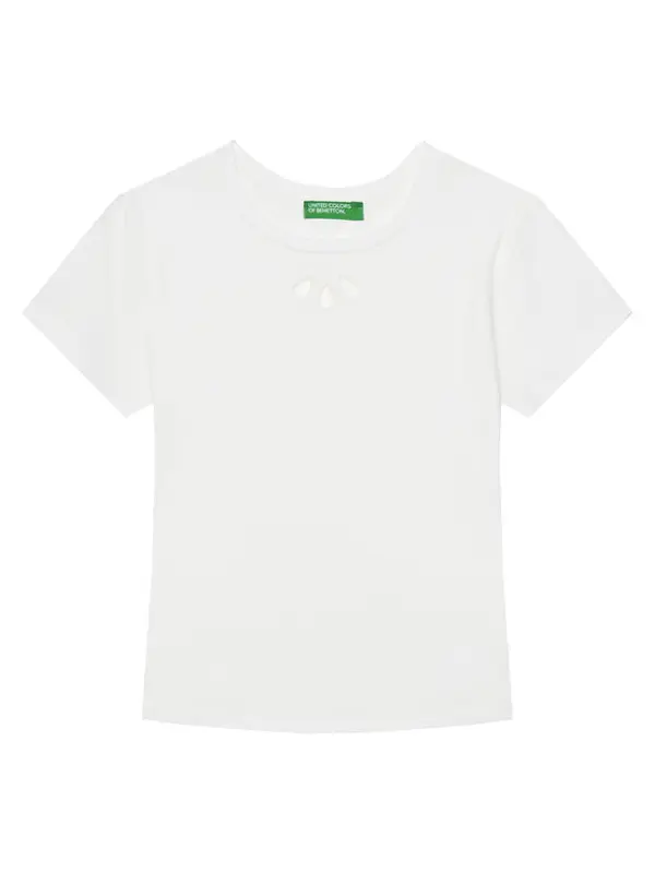 United Colors of Benetton United Colors Of Benetton T-shirt 3P4ZC10O0 Bijela Slim Fit
