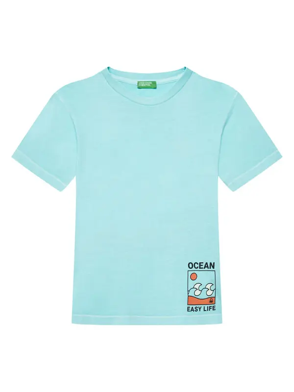 United Colors of Benetton United Colors Of Benetton T-shirt 3PCMC10N7 Plava Regular Fit