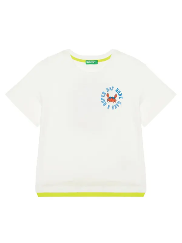United Colors of Benetton United Colors Of Benetton T-shirt 3SLUG10JF Écru Regular Fit
