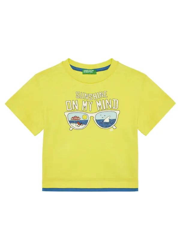 United Colors of Benetton United Colors Of Benetton T-shirt 3SLUG10JF Žuta Regular Fit