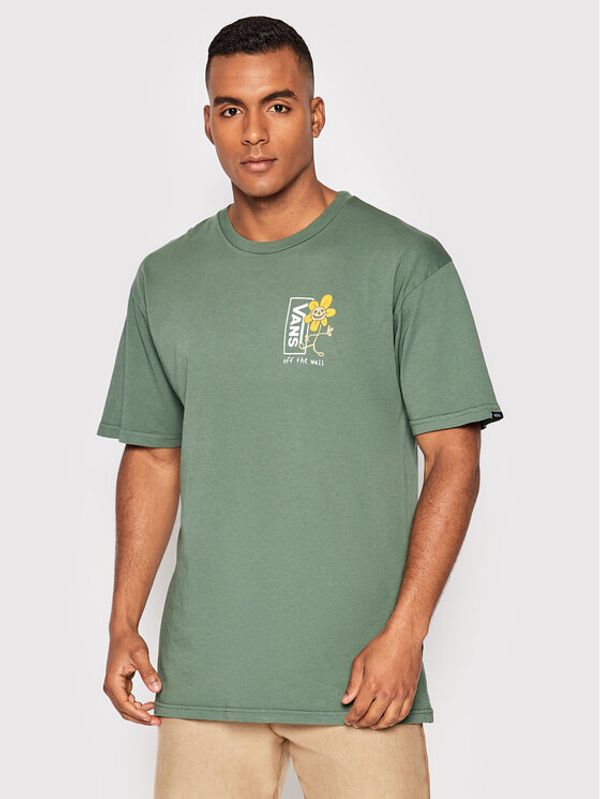 Vans Vans T-shirt Trippy Grin Floral VN0A7S77 Zelena Classic Fit