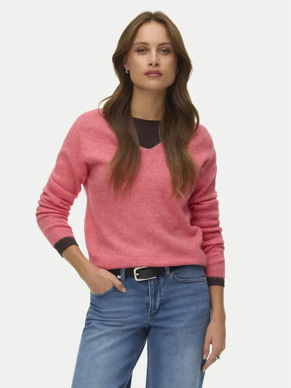 Vero Moda Vero Moda Džemper Crewlefile 10233357 Koraljna Loose Fit