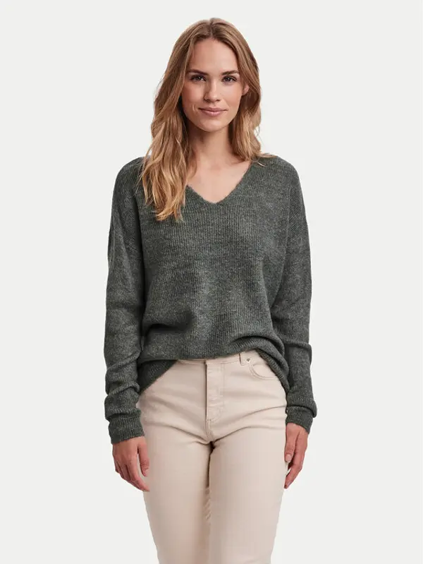 Vero Moda Vero Moda Džemper Crewlefile 10233357 Zelena Loose Fit