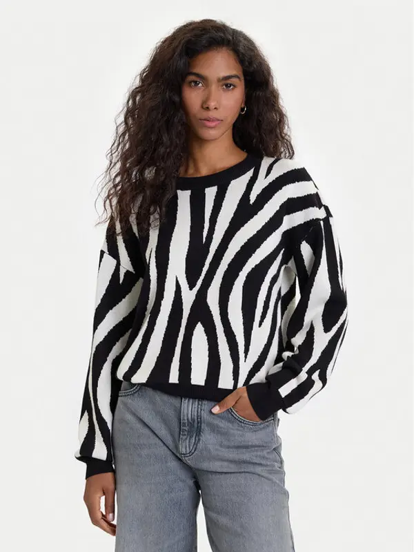 Vero Moda Vero Moda Džemper Siljeanimal 10330808 Bijela Regular Fit