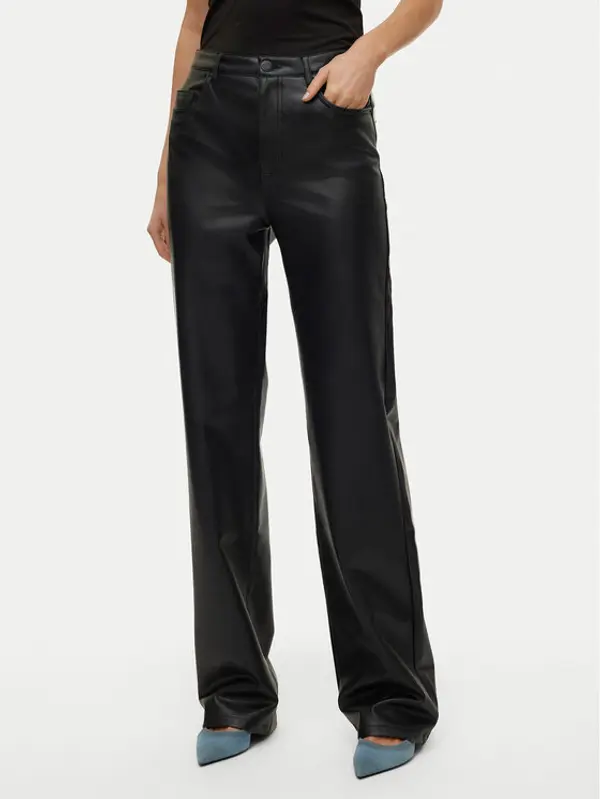 Vero Moda Vero Moda Hlače od imitacije kože Tessa 10310878 Crna Wide Leg