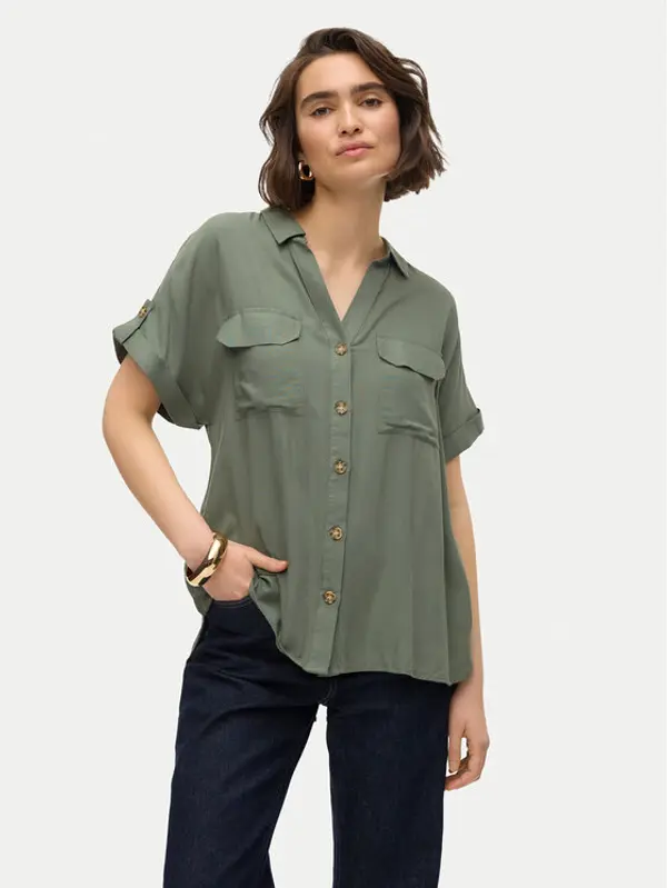 Vero Moda Vero Moda Košulja Bumpy 10310139 Zelena Regular Fit