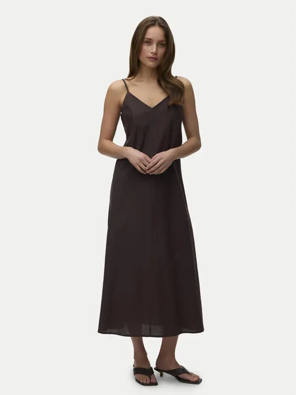 Vero Moda Vero Moda Ljetna haljina Selma 10345674 Tamno smeđa Regular Fit