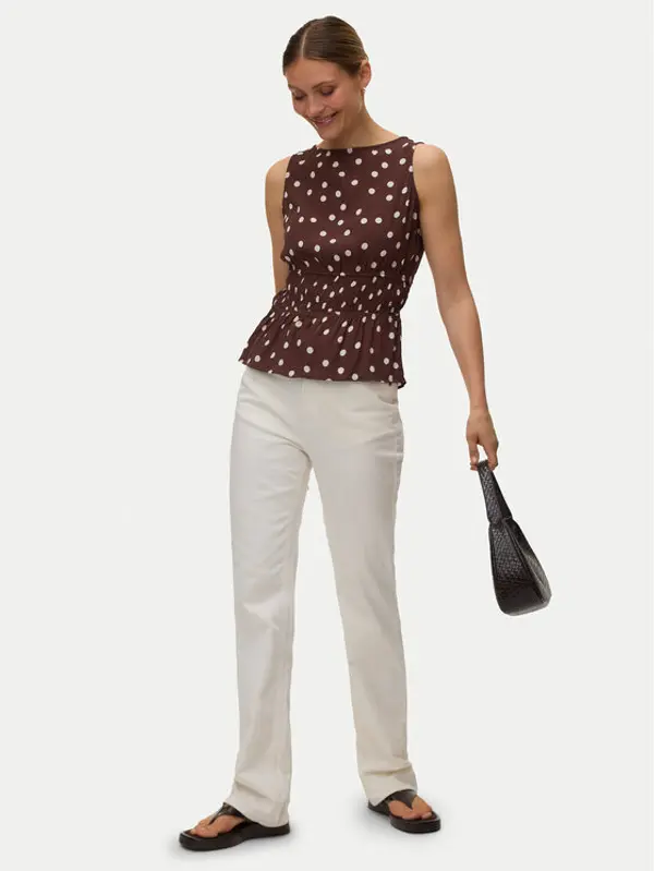 Vero Moda Vero Moda Majica Elisa 10347963 Tamno smeđa Loose Fit