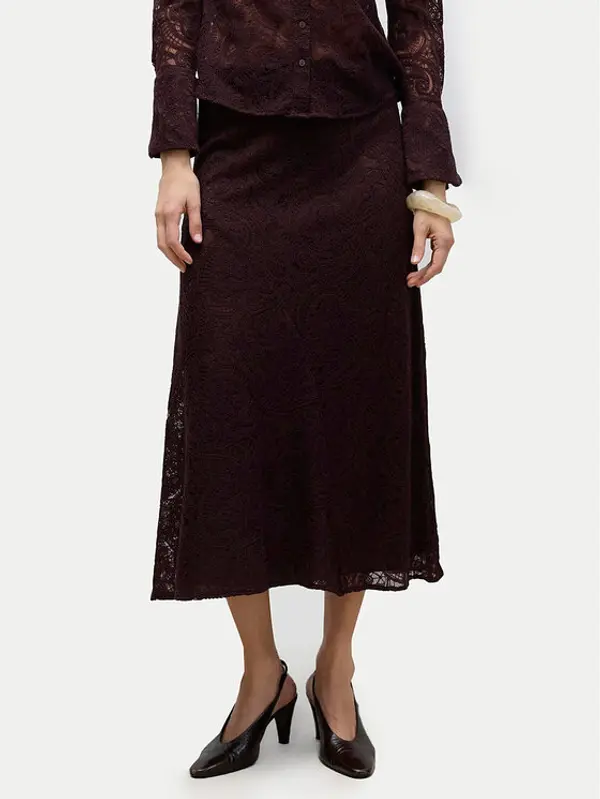 Vero Moda Vero Moda Midi suknja Urshila 10336946 Tamnocrvena Regular Fit
