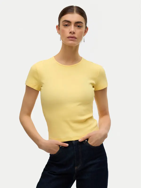 Vero Moda Vero Moda T-shirt Chloe 10306894 Svijetlo žuta Tight Fit