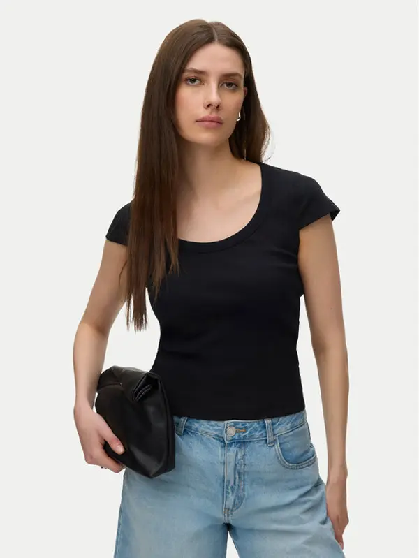 Vero Moda Vero Moda T-shirt Chloe 10344953 Crna Slim Fit