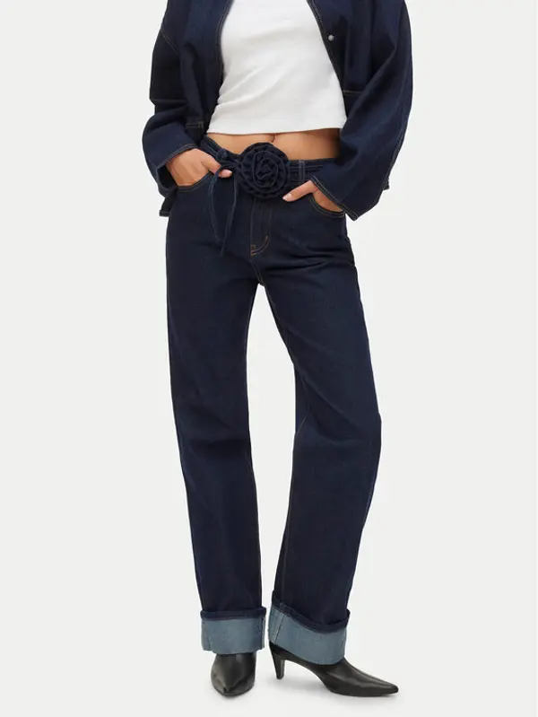 Vero Moda Vero Moda Traperice Vmallison Mr Straight Rosebelt Jns Si346 10339315 Tamnoplava Regular Fit