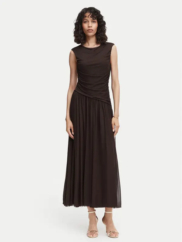 Vero Moda Vero Moda Večernja haljina Penelope 10351455 Tamno smeđa Regular Fit