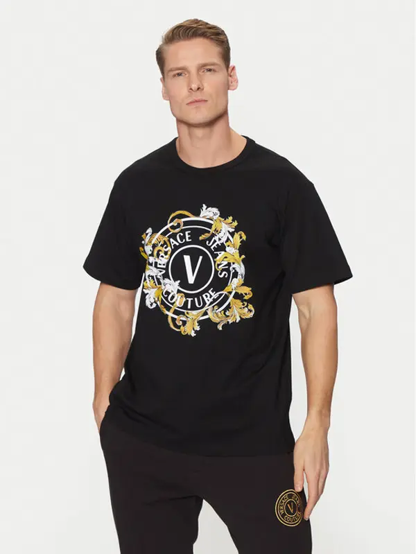 Versace Jeans Couture Versace Jeans Couture T-shirt 78GAHC01 Crna Regular Fit