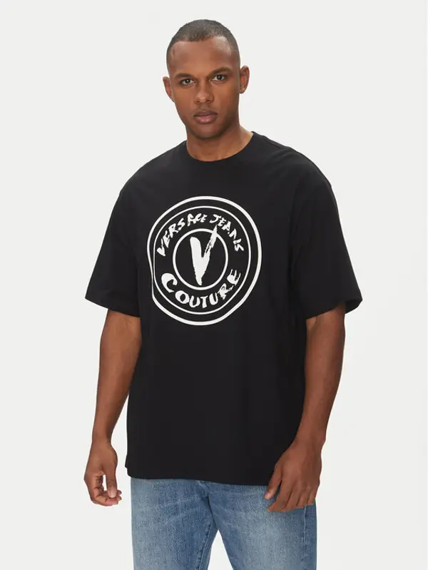 Versace Jeans Couture Versace Jeans Couture T-shirt 78GAHE08 Crna Regular Fit