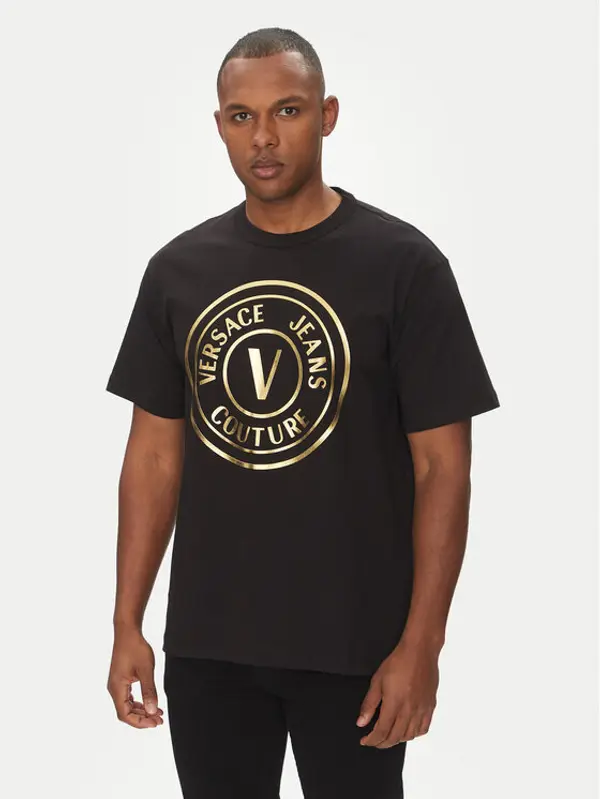 Versace Jeans Couture Versace Jeans Couture T-shirt 78GAHT01 Crna Regular Fit