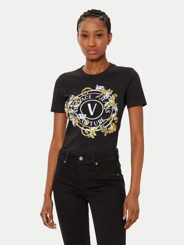 Versace Jeans Couture Versace Jeans Couture T-shirt 78HAHC01 Crna Regular Fit