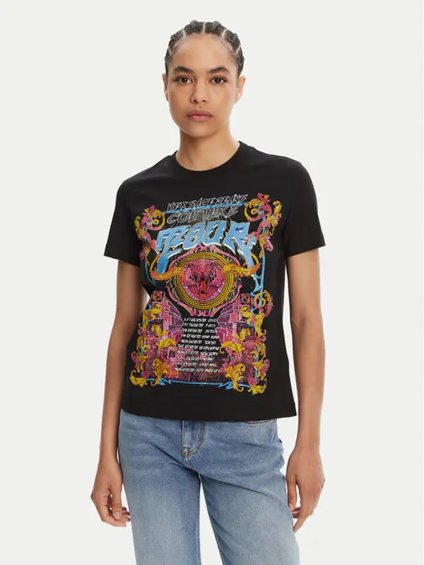 Versace Jeans Couture Versace Jeans Couture T-shirt 78HAHC03 Crna Regular Fit