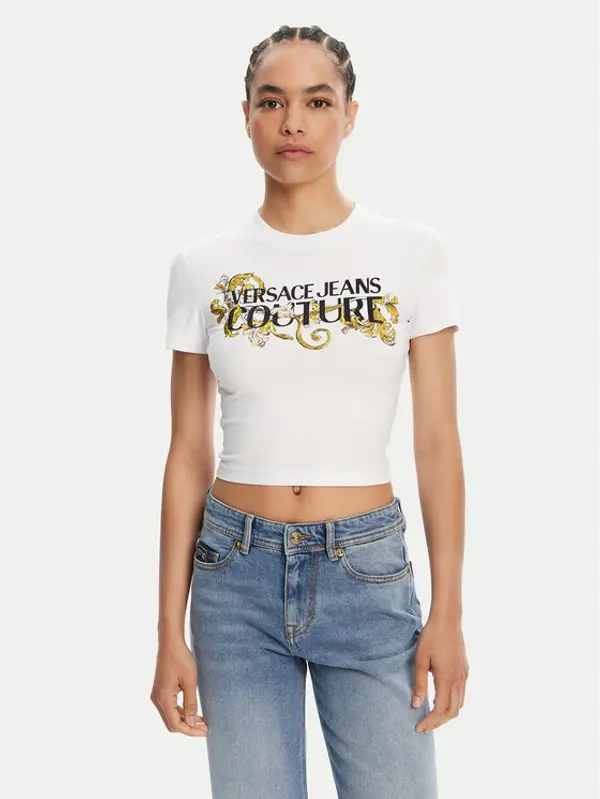 Versace Jeans Couture Versace Jeans Couture T-shirt 78HAHC05 Bijela Slim Fit