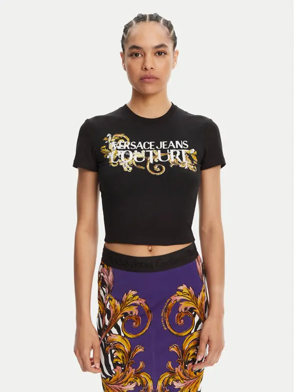 Versace Jeans Couture Versace Jeans Couture T-shirt 78HAHC05 Crna Slim Fit
