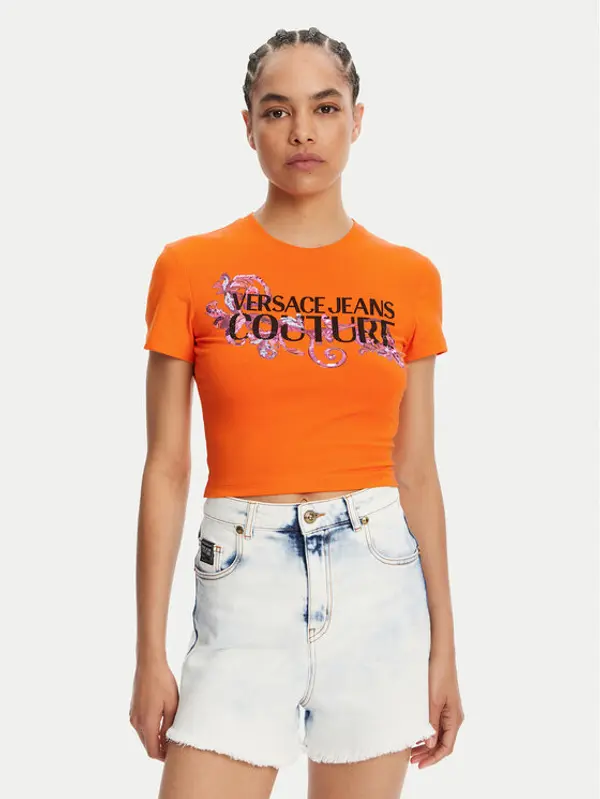Versace Jeans Couture Versace Jeans Couture T-shirt 78HAHC05 Narančasta Slim Fit