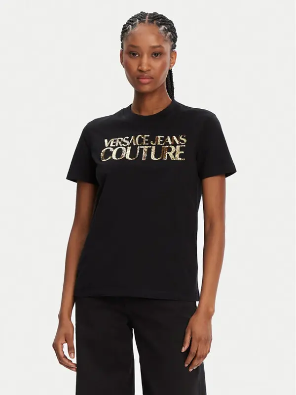Versace Jeans Couture Versace Jeans Couture T-shirt 78HAHE02 Crna Regular Fit