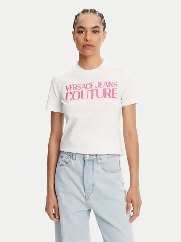 Versace Jeans Couture Versace Jeans Couture T-shirt 78HAHE05 Bijela Regular Fit