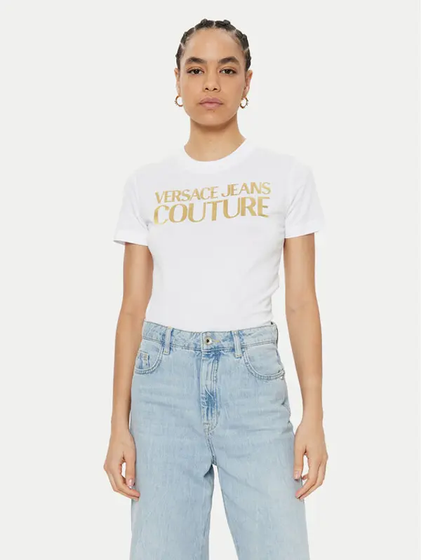 Versace Jeans Couture Versace Jeans Couture T-shirt 78HAHT01 Bijela Regular Fit