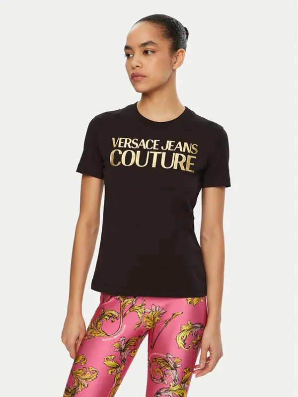 Versace Jeans Couture Versace Jeans Couture T-shirt 78HAHT01 Crna Regular Fit