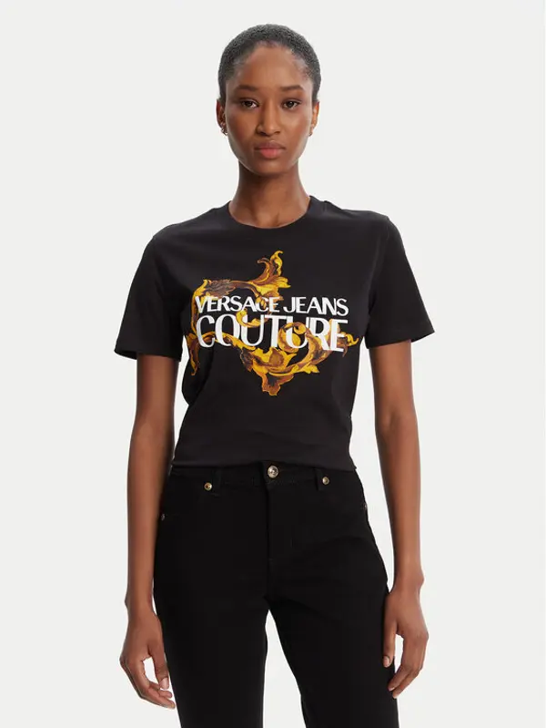 Versace Jeans Couture Versace Jeans Couture T-shirt 79HAHE06 CJ00E Crna Regular Fit