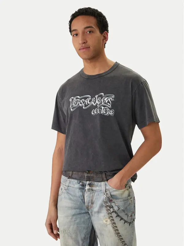 Versace Jeans Couture Versace Jeans Couture T-shirt 80GAHB02 CJB02 Crna Regular Fit