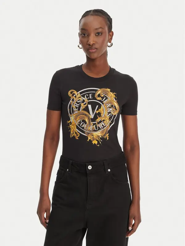 Versace Jeans Couture Versace Jeans Couture T-shirt 80HAHE01 CJ02E Crna Slim Fit