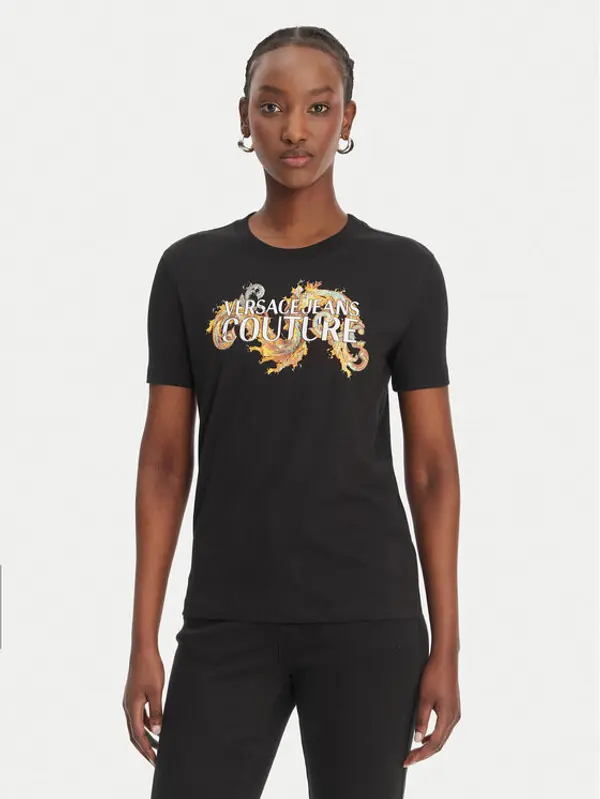 Versace Jeans Couture Versace Jeans Couture T-shirt 80HAHE02 CJ00E Crna Regular Fit