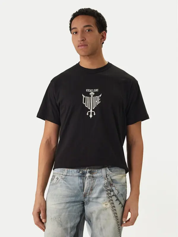 Versace Jeans Versace Jeans T-shirt 80GAHT14 Crna Regular Fit