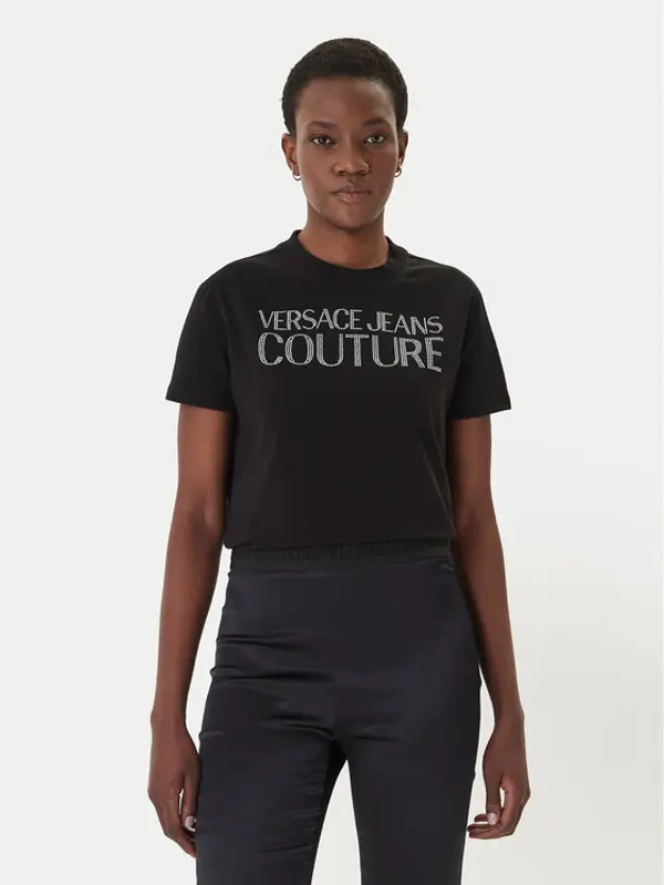 Versace Jeans Versace Jeans T-shirt 80HAHT09 Crna Regular Fit