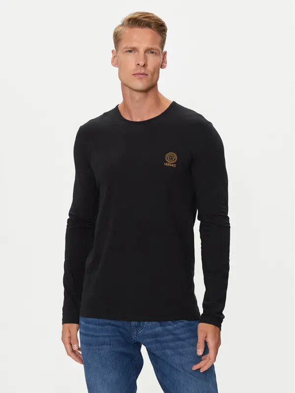 Versace Versace Majica dugih rukava AUU01007 1A10011 Crna Regular Fit