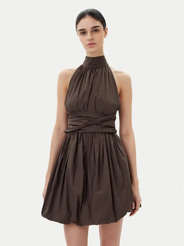 ViCOLO ViCOLO Koktel haljina TD0606 Smeđa Regular Fit