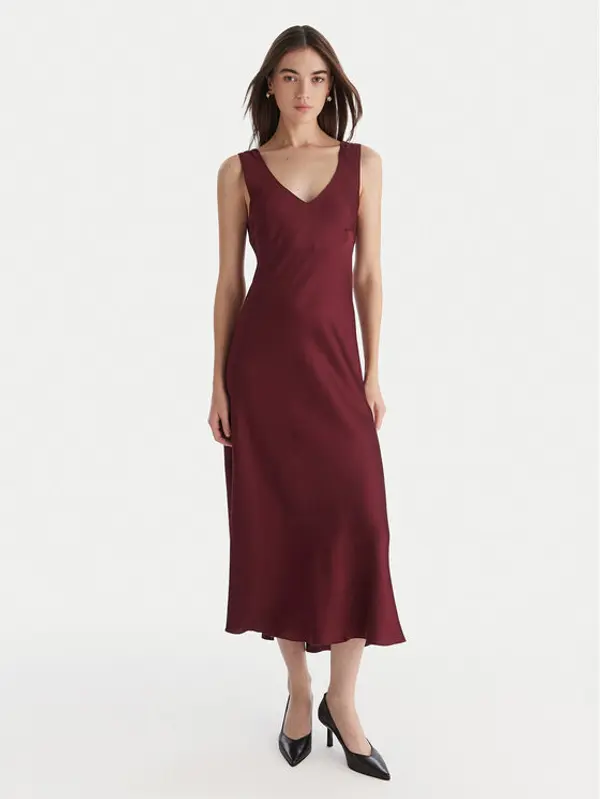 ViCOLO ViCOLO Koktel haljina TF0247 Tamnocrvena Regular Fit