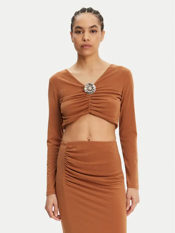 ViCOLO ViCOLO Majica UD0026 Smeđa Slim Fit