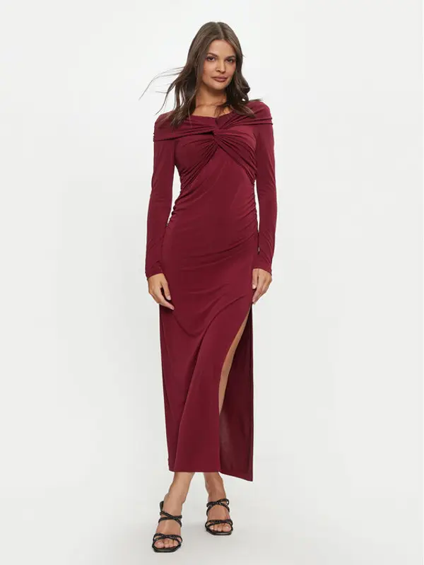 ViCOLO ViCOLO Večernja haljina TS0240 Tamnocrvena Slim Fit
