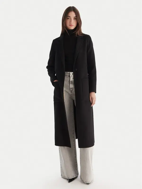 ViCOLO ViCOLO Vuneni kaput TF0002 Crna Regular Fit
