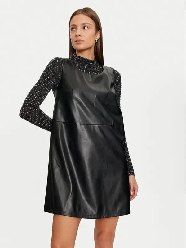 Vila Vila Haljina od imitacije kože Dede 14099817 Crna Slim Fit