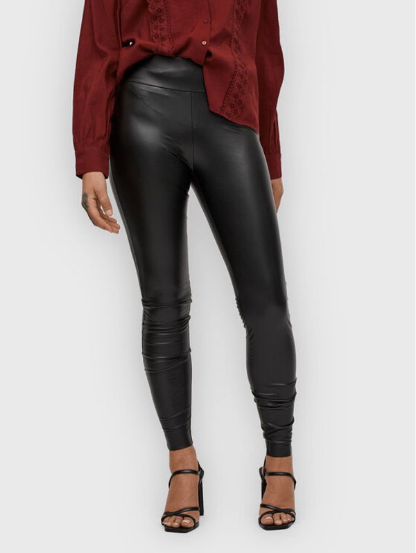 Vila Vila Hlače od imitacije kože Barb 14074751 Crna Slim Fit