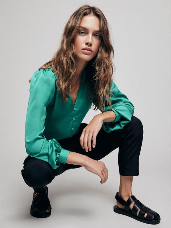 Vila Vila Košulja Ellette 14074530 Zelena Regular Fit